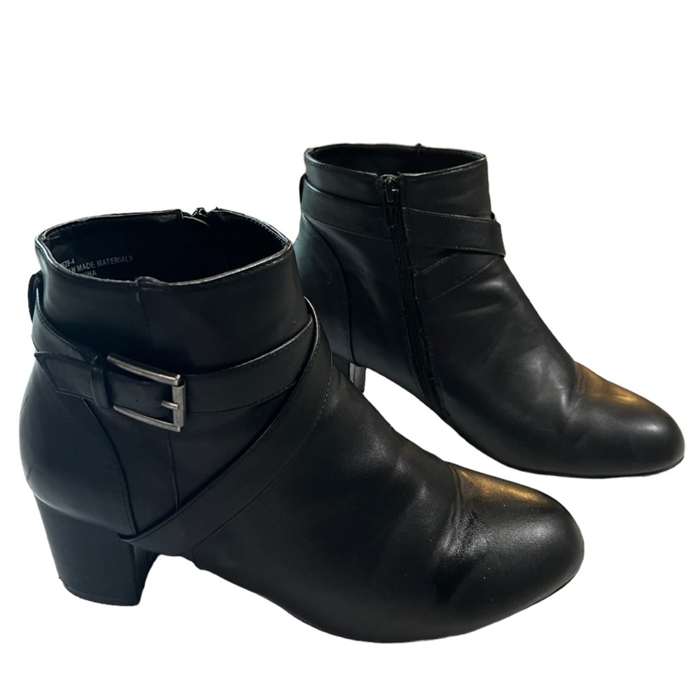 Comfort View Women’s Faux Leather Round Toe Comfort Ankle Bootie Sz10.5 Black